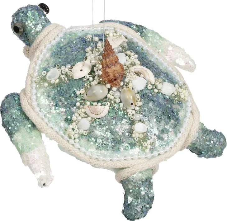 Mark Roberts 6" Green Sparkling Turtle Ornament Set of 4