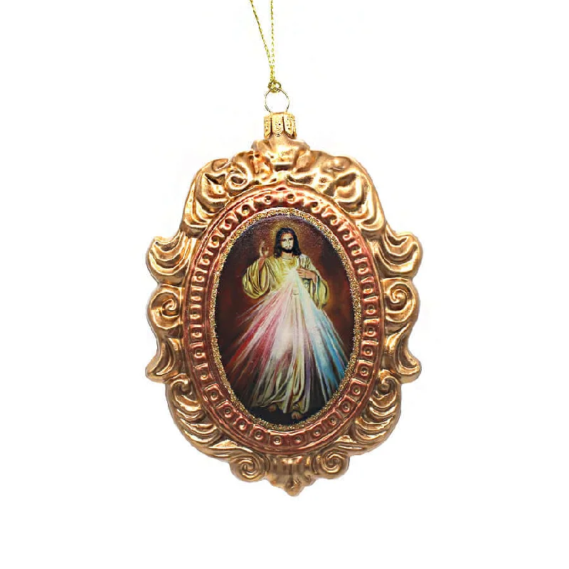 DIVINE MERCY IMAGE - CHRISTMAS TREE DECORATION - GLASS