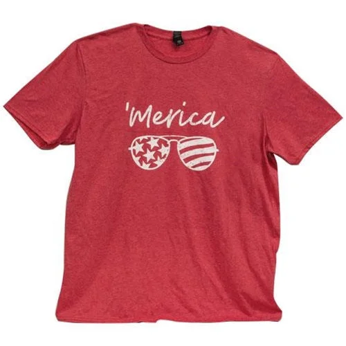 Merica Sunglasses T-Shirt Heather Red Medium