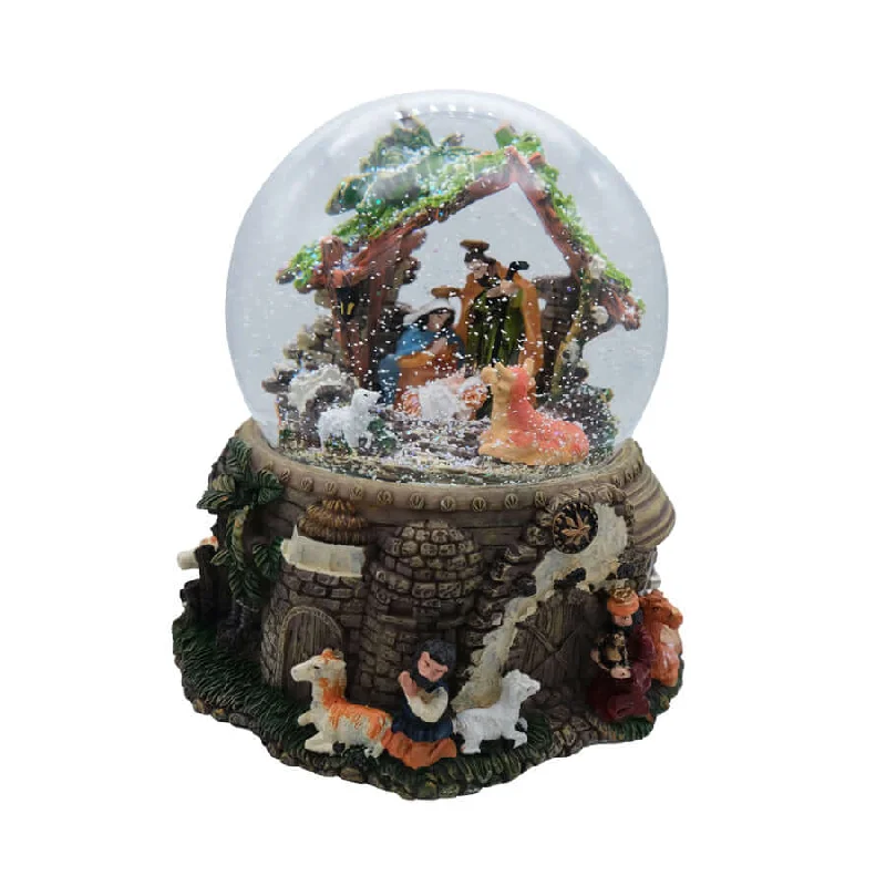 NAVITITY SCENE - MUSICAL SNOW GLOBE - GLASS AND RESIN