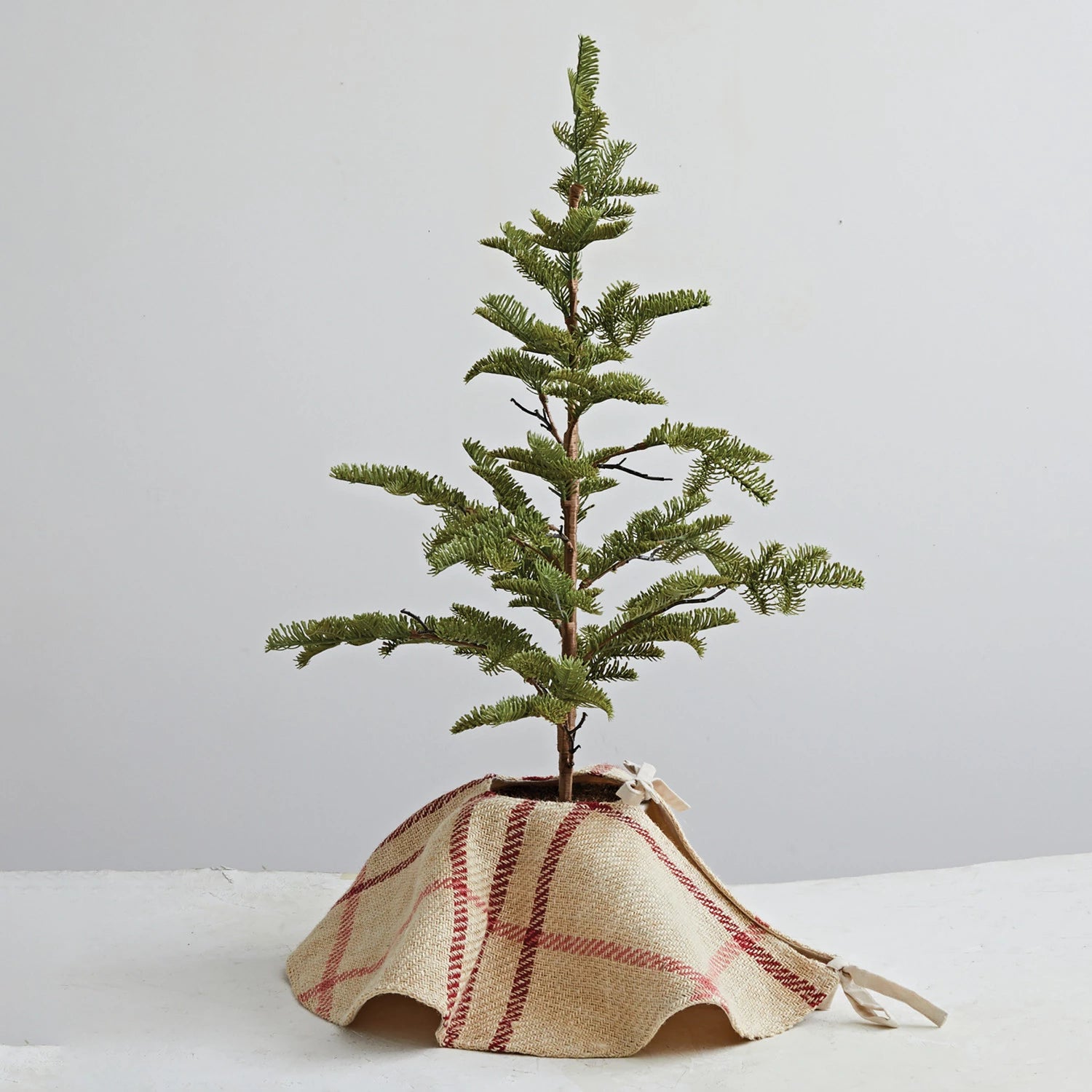 Pink & Red Plaid Jute Tree Skirt