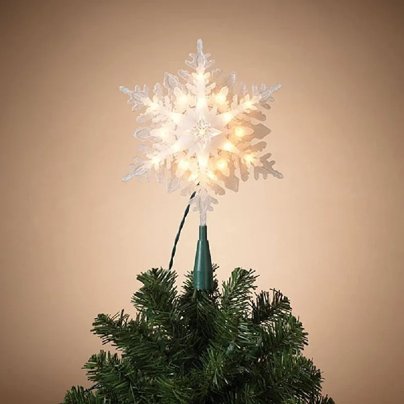 9.25" Pre-Lit Glitter Snowflake Tree Topper