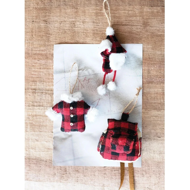 Red & Black Buffalo Check Winter Gear Ornament