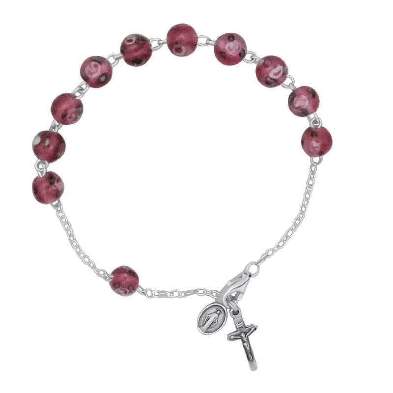 ROSARY BRACELET - PINK MURANO GLASS AND SILVER