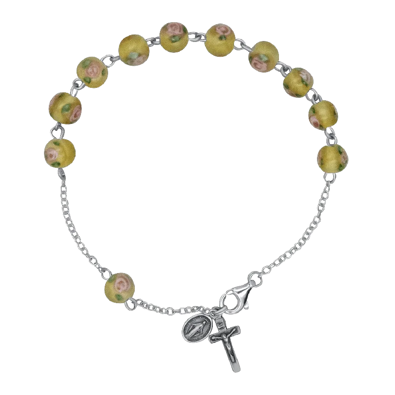 ROSARY BRACELET - YELLOW MURANO GLASS AND SILVER