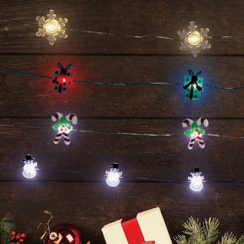 Set of 10 Christmas Icon LED String Lights