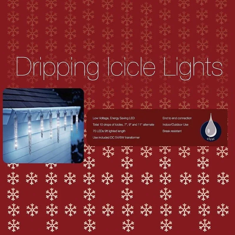 Set of 10 Icicle Drip Lights