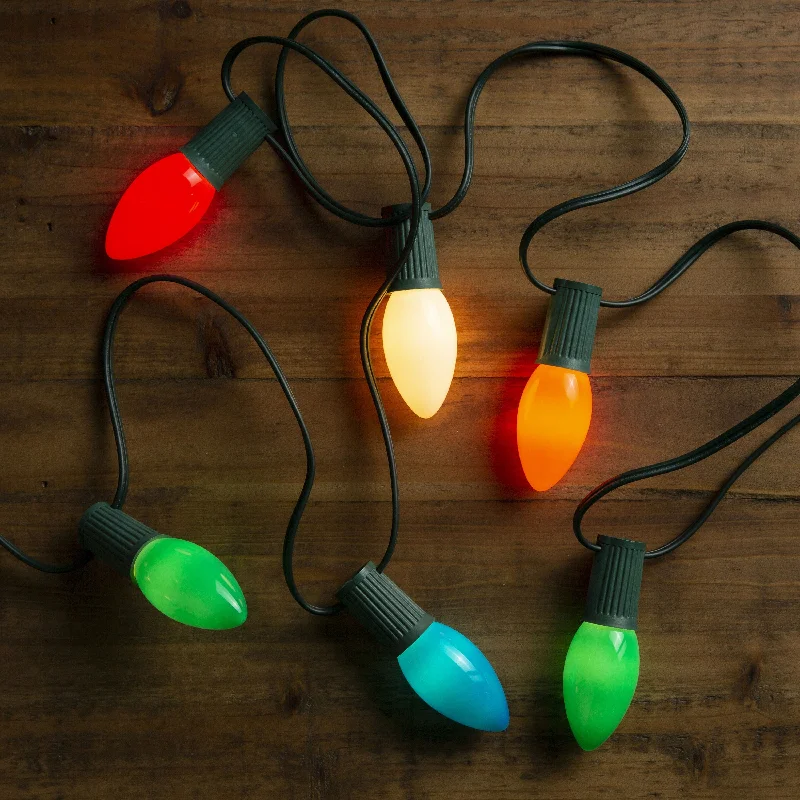 Set of 25 Ceramic C9 Multi-Colored Christmas Lights