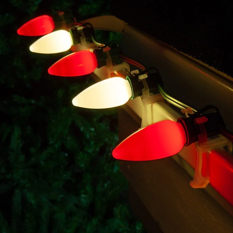 Set of 25 Red/White Ceramic C9 Lights