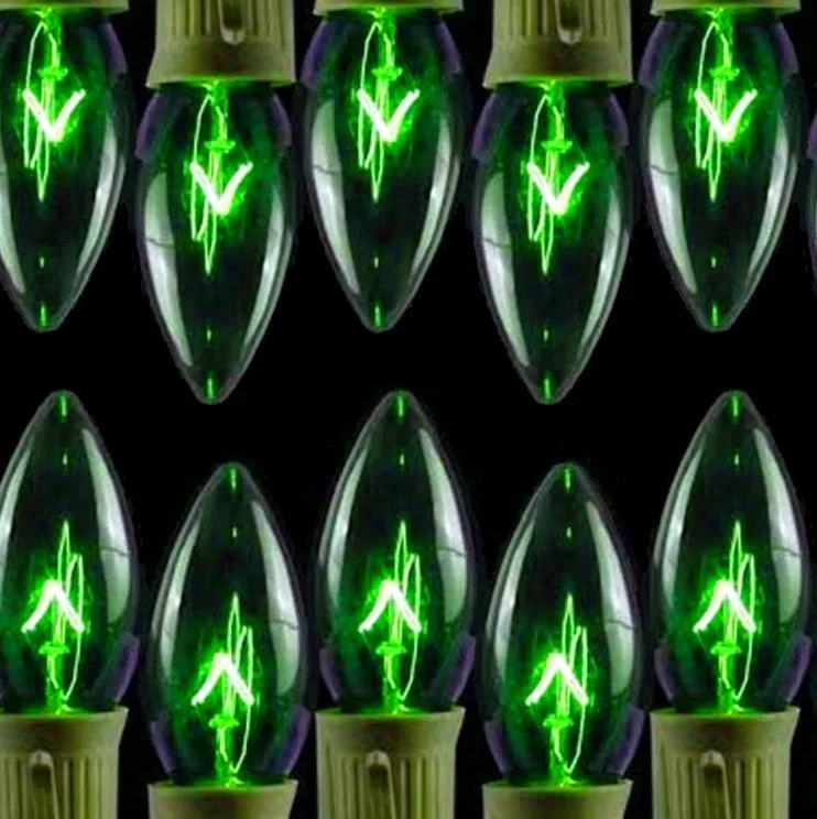 (Green) Green Transparent C9 Christmas Lights