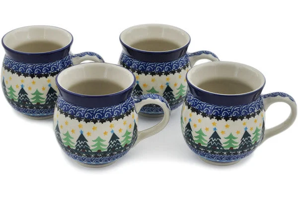 Set of Four 12 oz Bubble Mugs - Christmas Evergreen