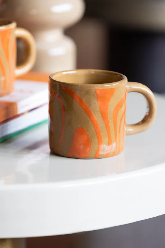 Small Orange Abstract Marble Mug