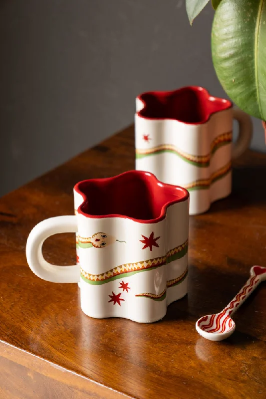 Star Shaped Mug with Snake Print Detail