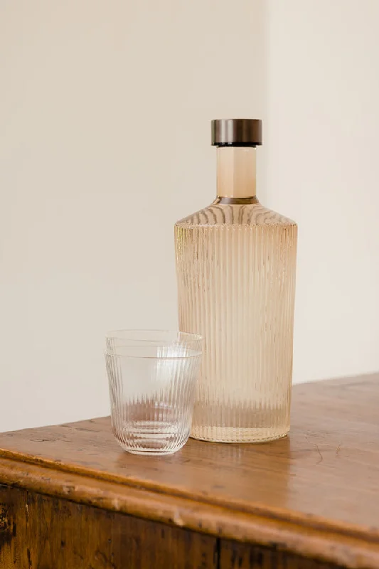 The Paveau - Gorgeous Ribbed Glass Carafe in Amber