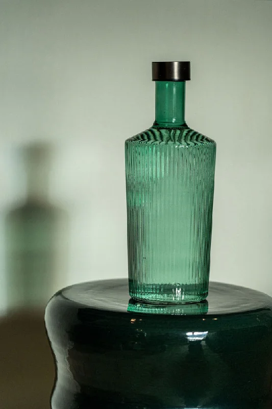 The Paveau - Gorgeous Ribbed Glass Carafe in Green