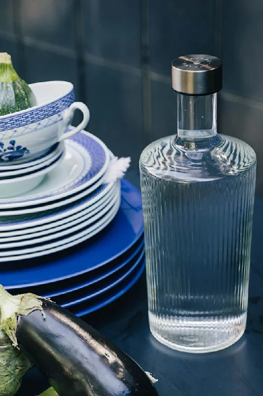 The Paveau - Gorgeous Ribbed Glass Carafe in White