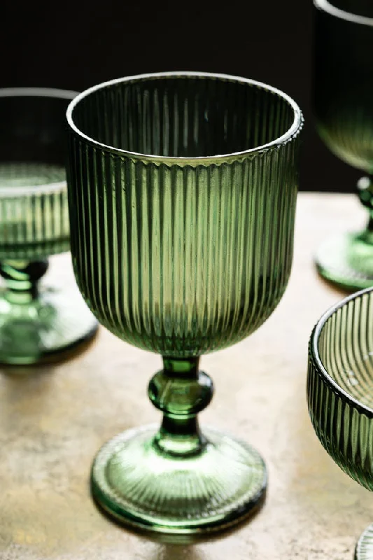 Vintage Style Red Wine Glass - Green