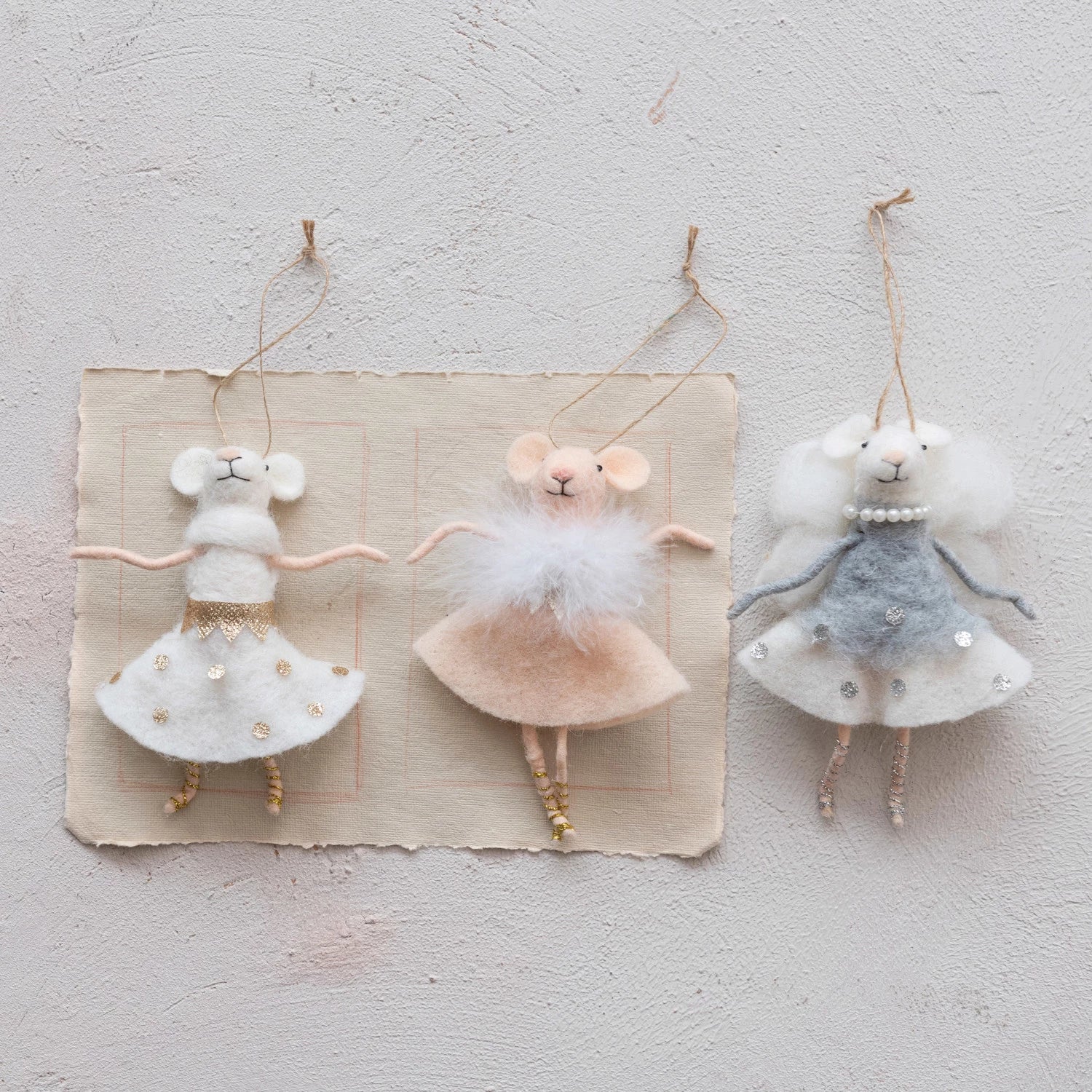 Wool Felt Ballerina Mouse Ornament