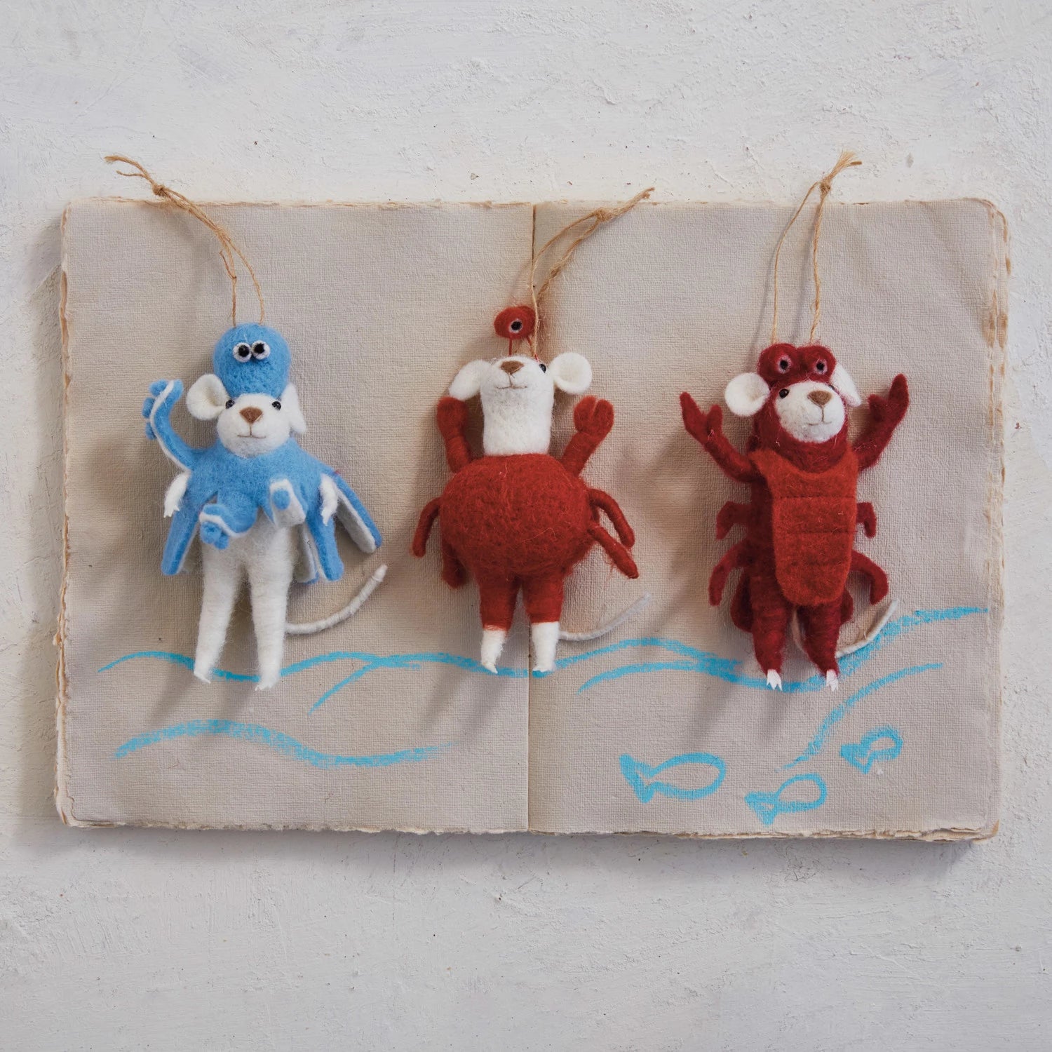 Wool Felt Mouse In Sea Animal Costume Ornament