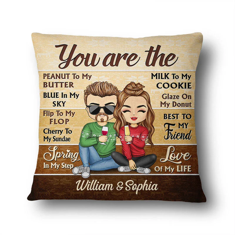 You Are The Peanut To My Butter Chibi - Christmas Gift For Couples - Personalized Custom Pillow