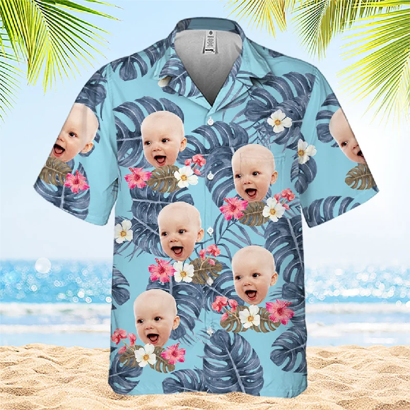 Custom Photo Tropical Leaves Summer Vibe - Family Personalized Custom Unisex Hawaiian Shirt - Summer Vacation Gift, Gift For Family Members