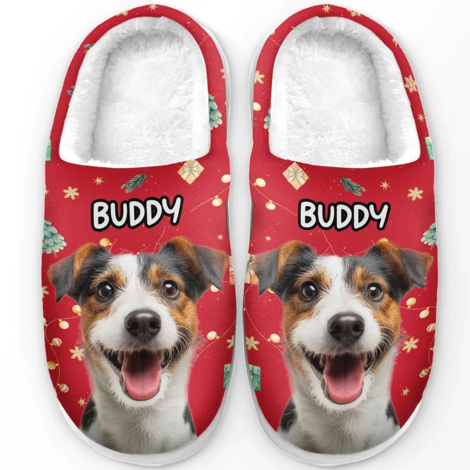 Custom Photo Unleash The Joy - Dog & Cat Personalized Custom Fluffy Slippers - Christmas Gift For Pet Owners, Pet Lovers