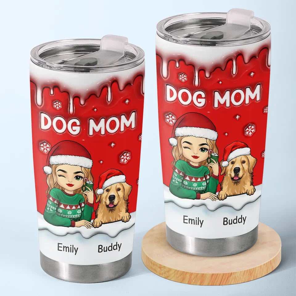 Furry And Festive - Dog & Cat Personalized Custom 3D Inflated Effect Printed Tumbler - Christmas Gift For Pet Owners, Pet Lovers