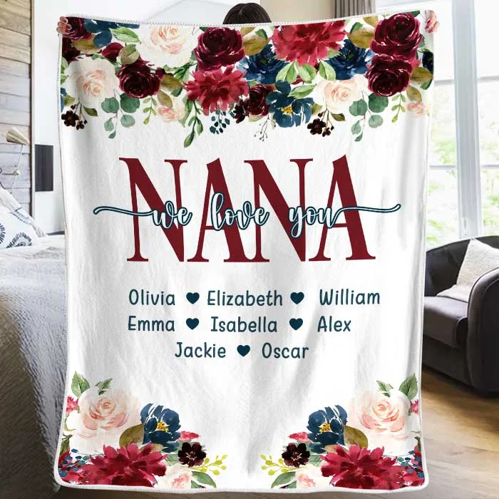 Grandma, We Love You - Personalized Custom Blanket - Gift For Grandma, Grandparents, Christmas Gift