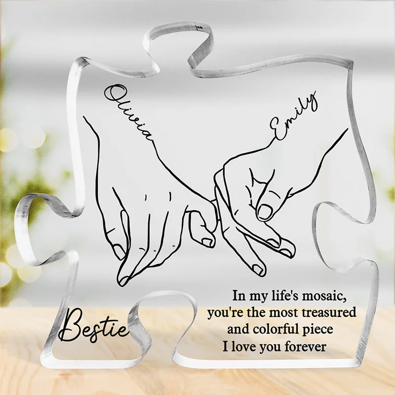 I'll Be There Pinky Promise - Bestie Personalized Custom Puzzle Shaped Acrylic Plaque - Christmas Gift For Best Friends, BFF, Sisters