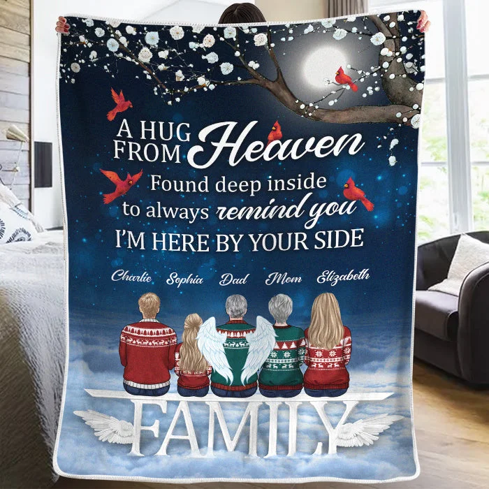 I'm Sending You My Love & Hugs - Memorial Personalized Custom Blanket - Sympathy Gift, Christmas Gift For Family Members