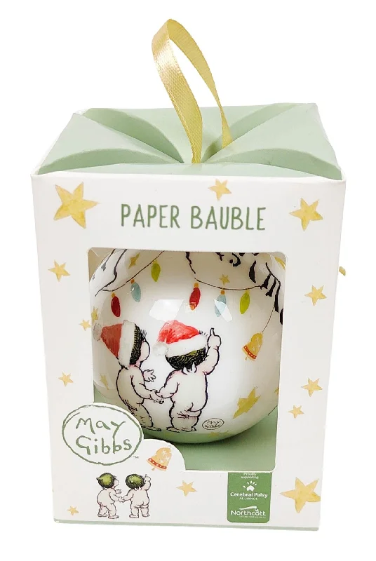 May Gibbs Christmas <br> Bauble Gift Box Green <br> 2 Pod Babies "Merry Christmas"