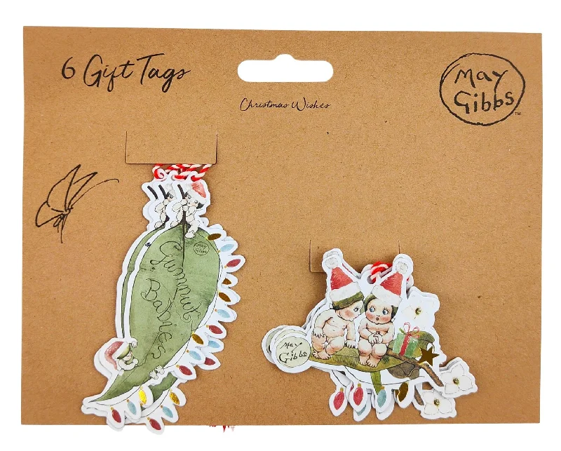 May Gibbs Christmas <br> Cutout Gift Tag Red