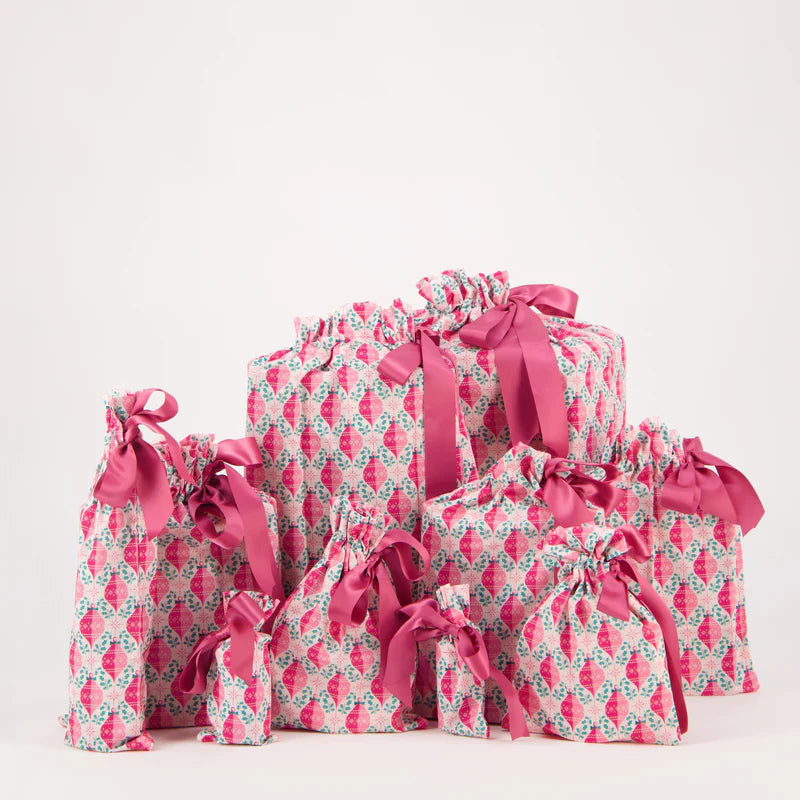 Reusable Gift Bag Set - Pink Baubles