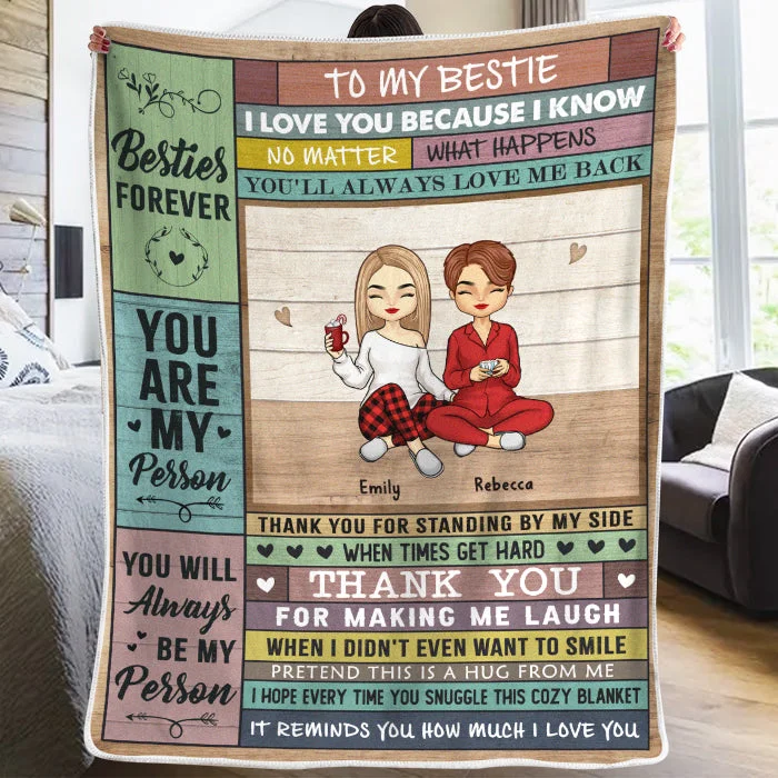 Thanks For Always Standing By My Side - Bestie Personalized Custom Blanket - Christmas Gift For Best Friends, BFF, Sisters