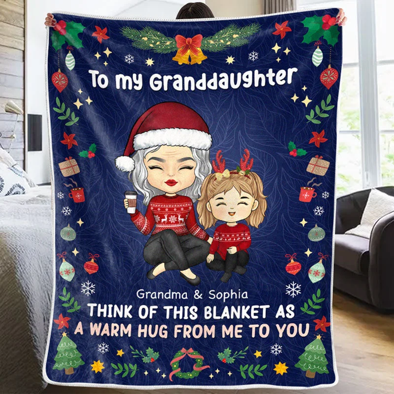 To My Lovely Granddaughter - Family Personalized Custom Blanket - Christmas Gift From Mom, Grandma